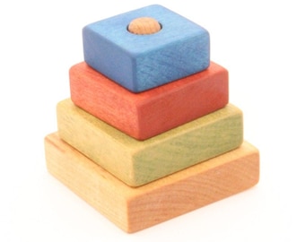 Wooden Pyramid Square Stacking Toy Learning Toy | Etsy
