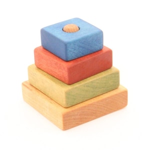 Wooden pyramid | Square stacking toy |  Colourful | Learning toy | Stacking pyramid | Square stacker | Motor skills | Birthday gift