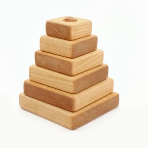 Wooden pyramid | Square stacking toy | Learning toy | Montessori toys | Square stacker | Motor skills | Birthday gift