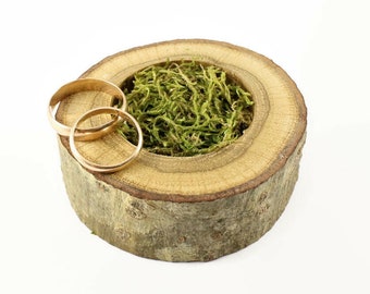 Houten ringdoos | Rustieke ringdoos | Eiken ringdoos | Eiken huwelijksdecoraties | Rustieke huwelijksdecors | Houten ringdozen | De doos van de ring met mos