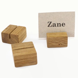 Set di 10 porta carte in legno / Portatavola / Decori tavolo in rovere / Porta carte da tavolo da sposa / Decori nuziali / Decori per matrimoni in legno