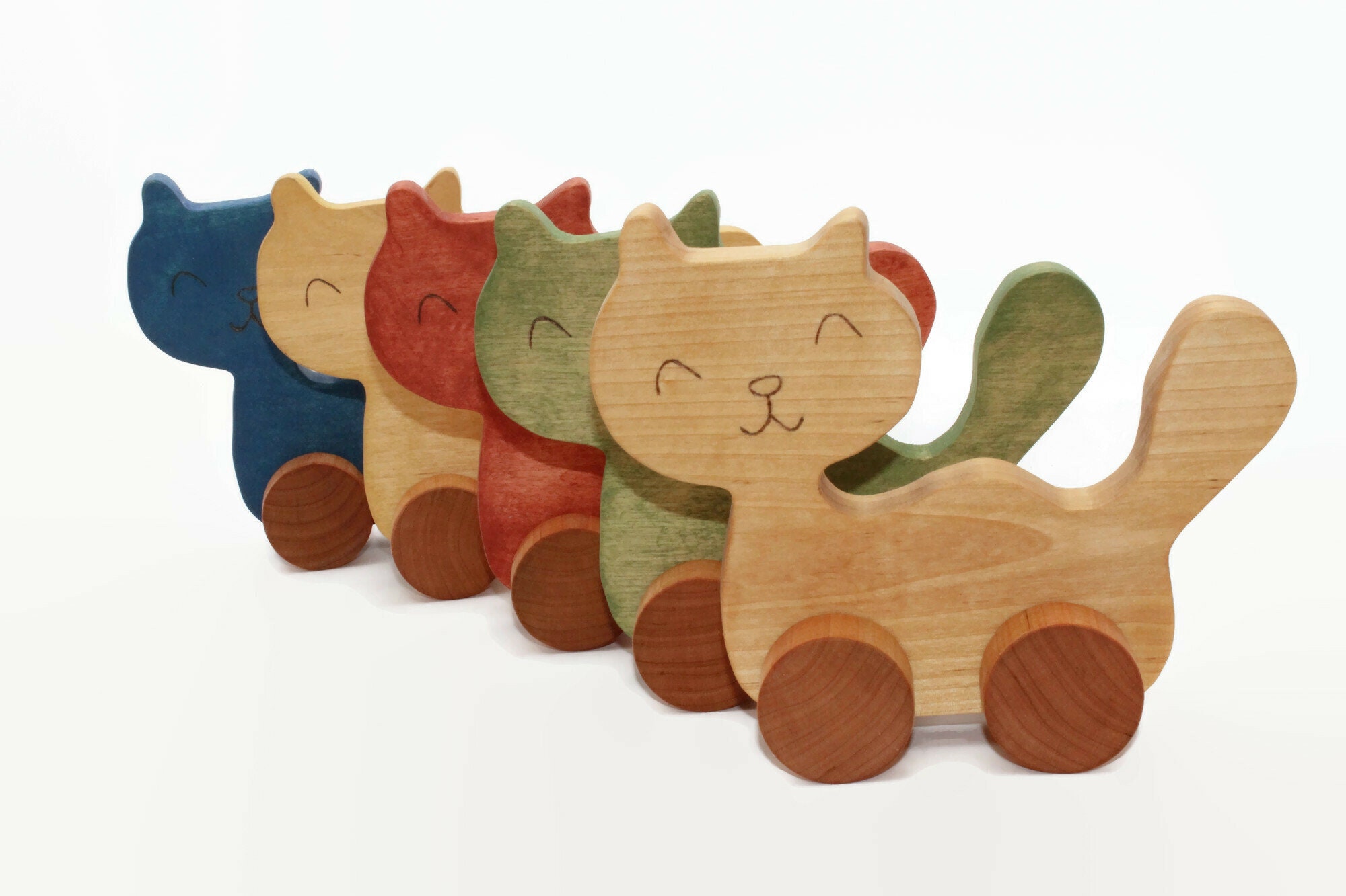 Wooden Toy Cat on Wheels. Natural. Wooden Toys. Animals. Gift Etsy UK