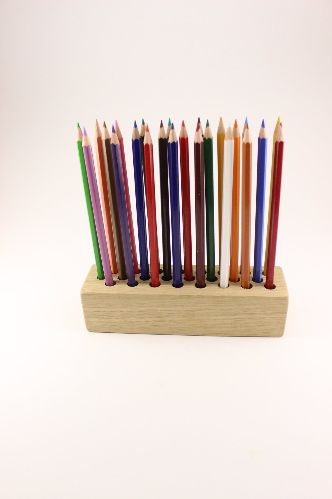 Personalized oak wooden pencil holder Pen holder Etsy