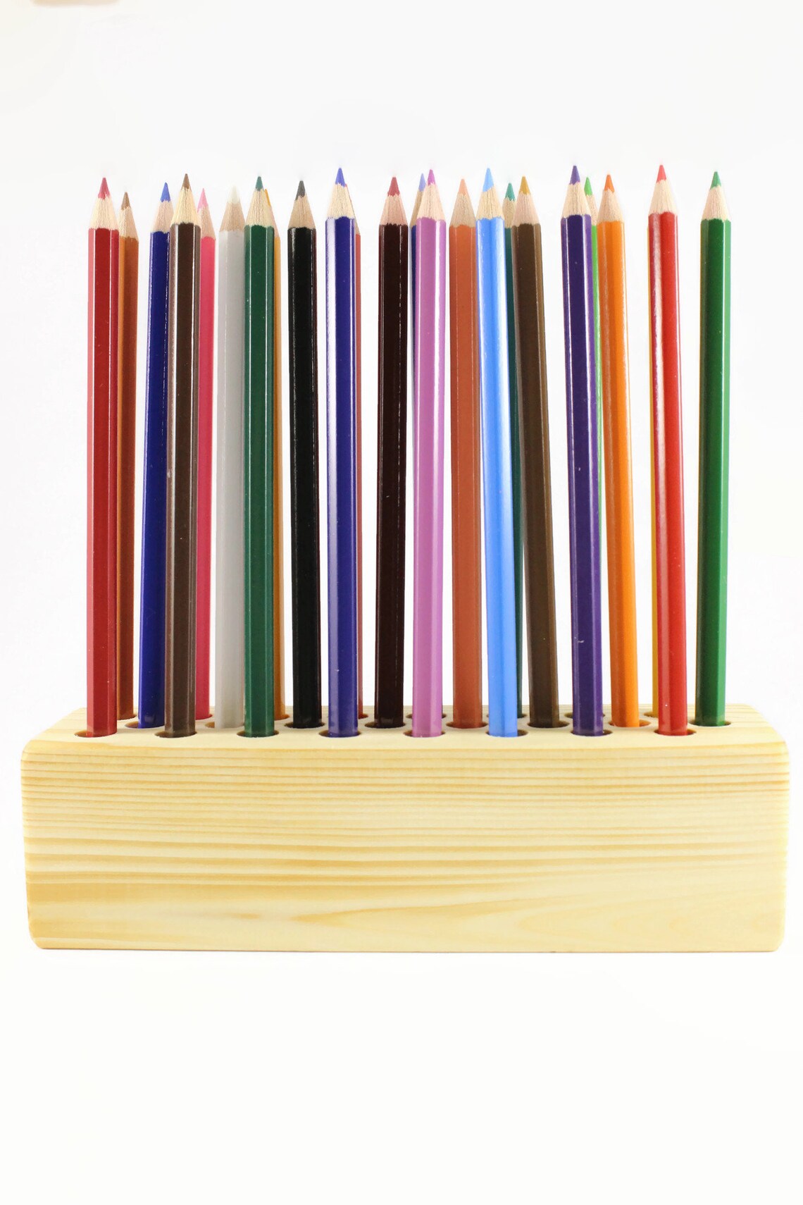 Wooden pencil holder Pen holder Wooden desk decor Wood Etsy