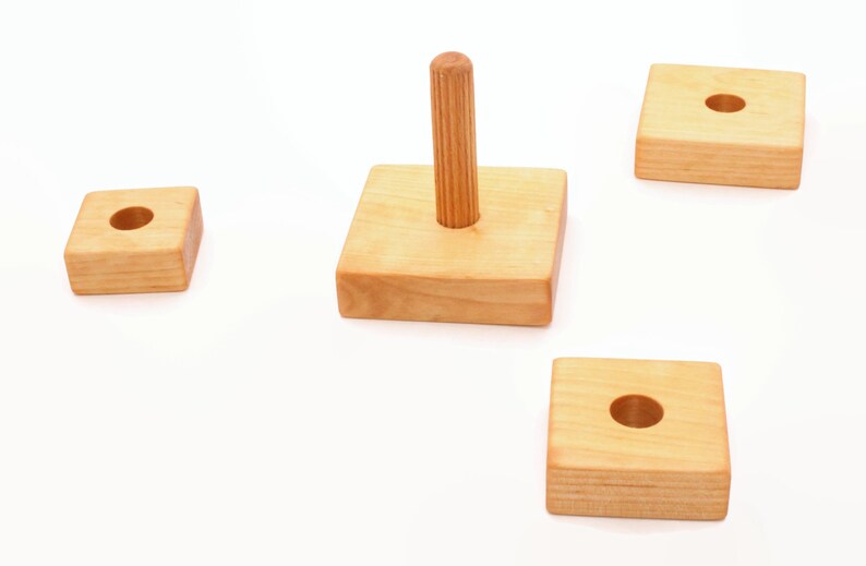 Wooden Pyramid Square Stacking Toy Natural Learning Toy - Etsy