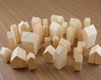 Wooden houses. Various sizes. wooden craft supplies. unfinished houses for painting. houses for table settings
