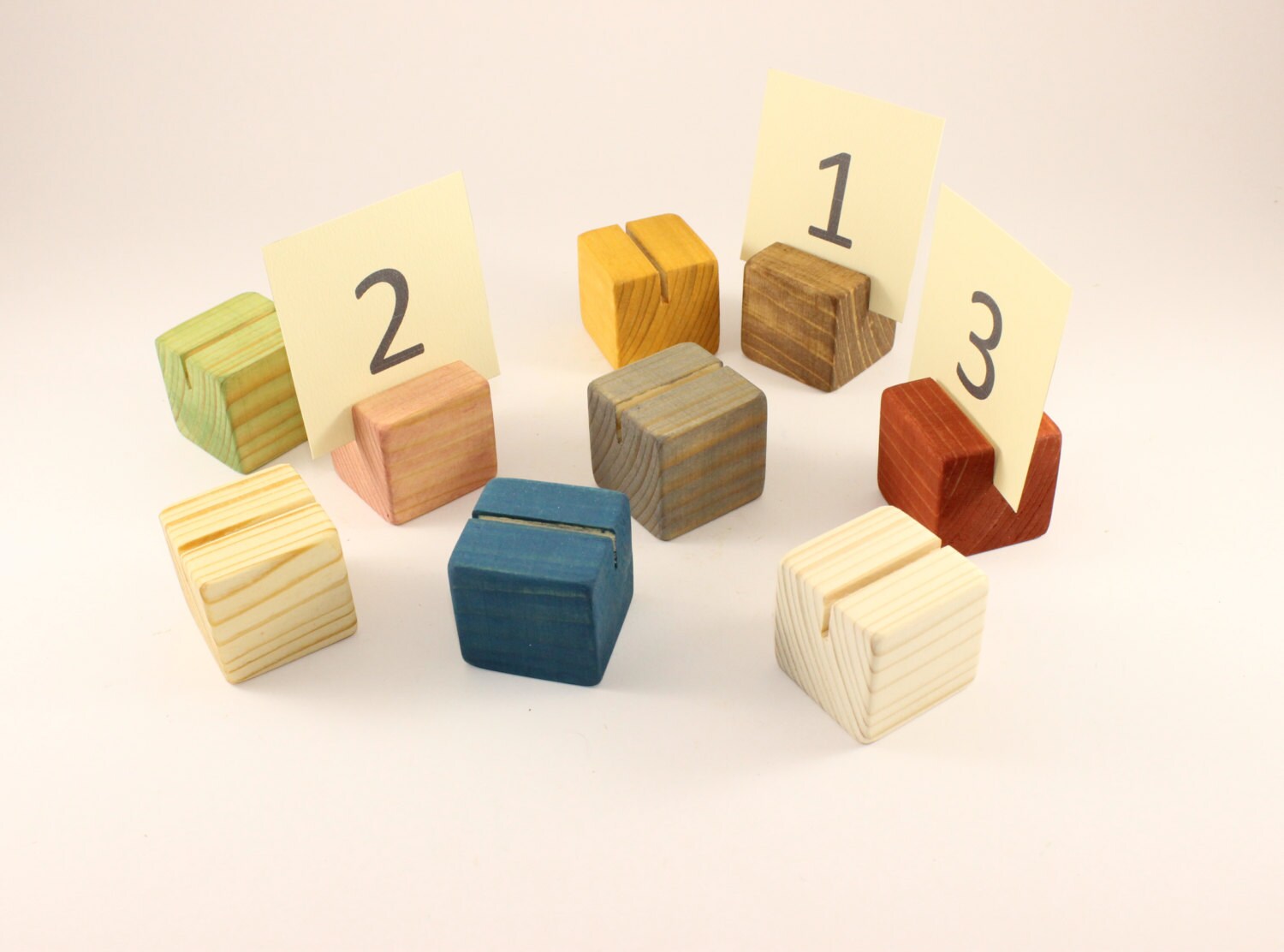 Set of 10 wooden card holders Table number holder Block Etsy