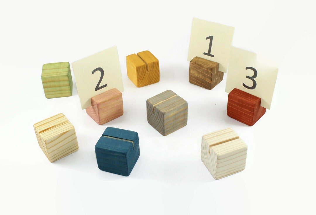 Set of 10 Wooden Card Holders Table Number Holder Block Etsy