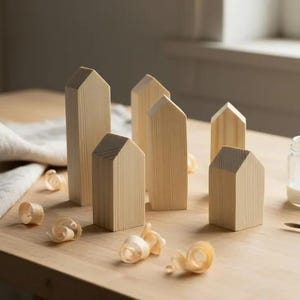 Häuser aus Holz. Verschiedene Größen. holz bastelbedarf. unfertige häuser zum bemalen. Häuser für Tischdekoration