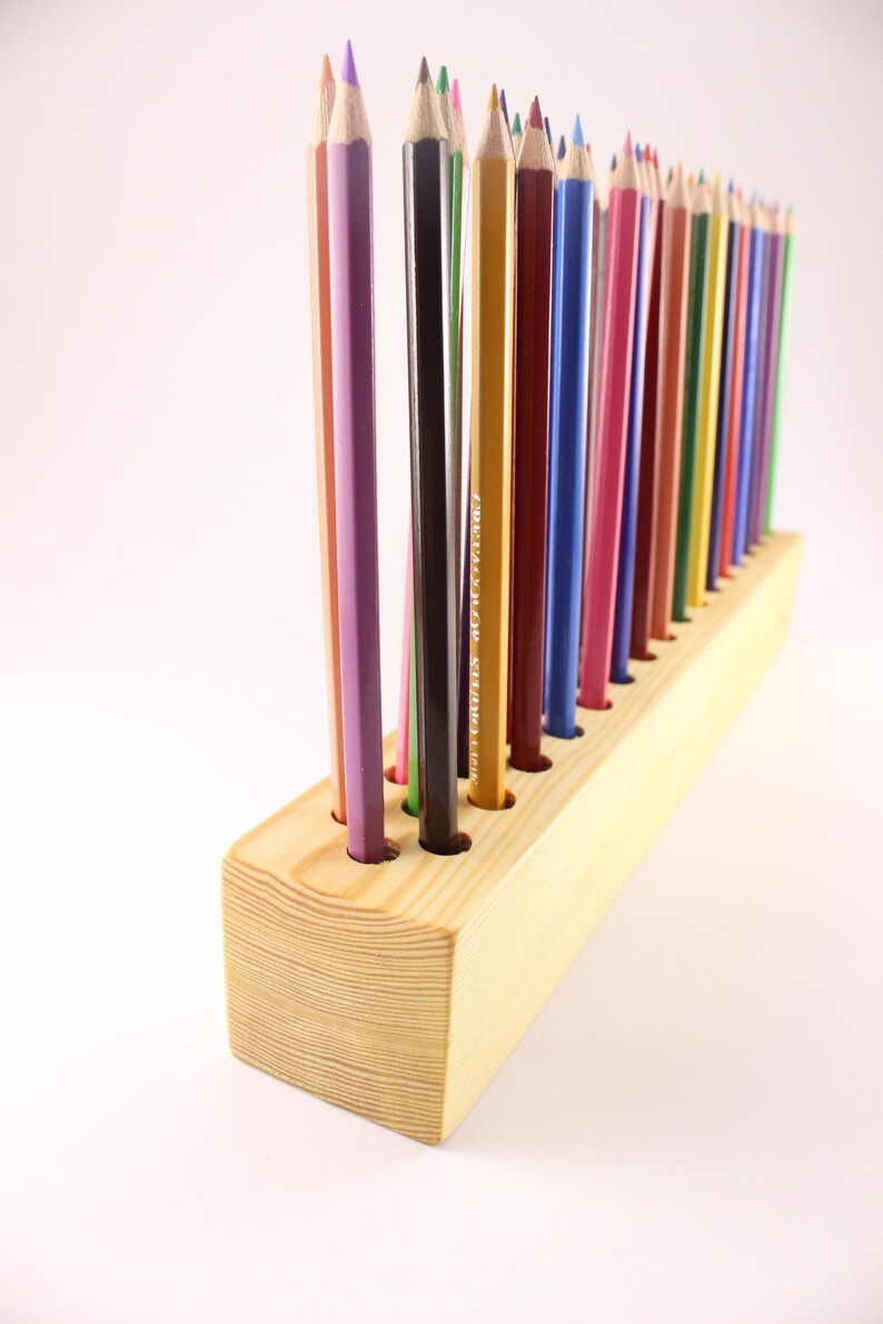 Large Wooden Pencil Holder Big Pencil Holder Desk Decor Etsy