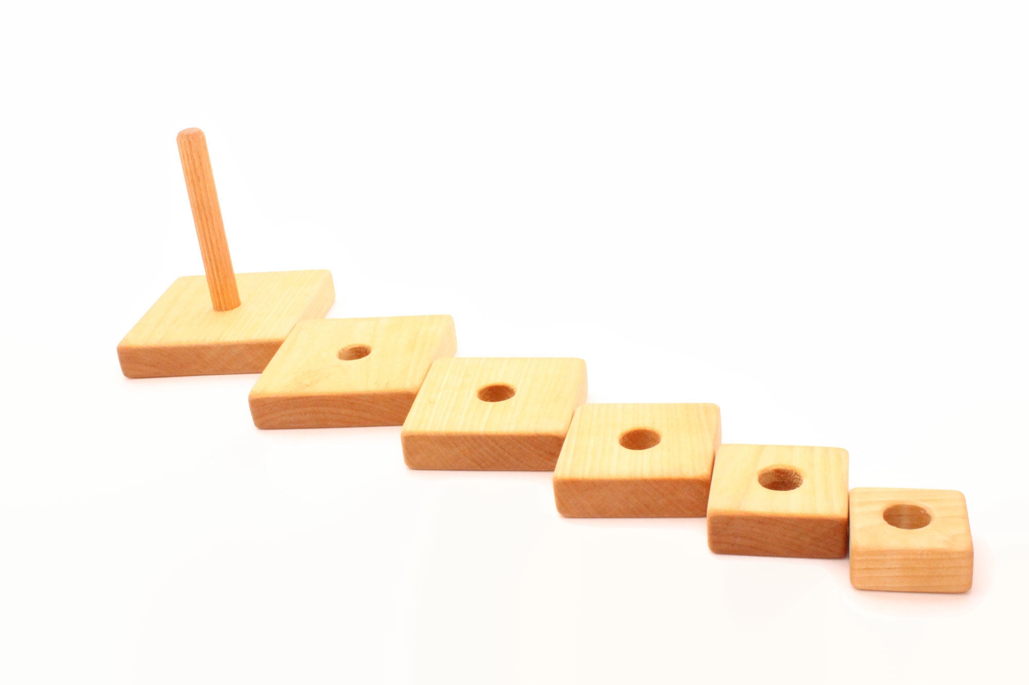 Wooden Pyramid Square Stacking Toy Learning Toy | Etsy