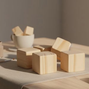 Set of 10 pine wooden blocks | 1 1/2 inch | 4 cm | Unfinished wood blocks | Blocks with extra sanded corners| Square blocks | Wooden cubes