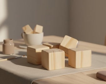 Set of 10 pine wooden blocks | 1 1/2 inch | 4 cm | Unfinished wood blocks | Blocks with extra sanded corners| Square blocks | Wooden cubes