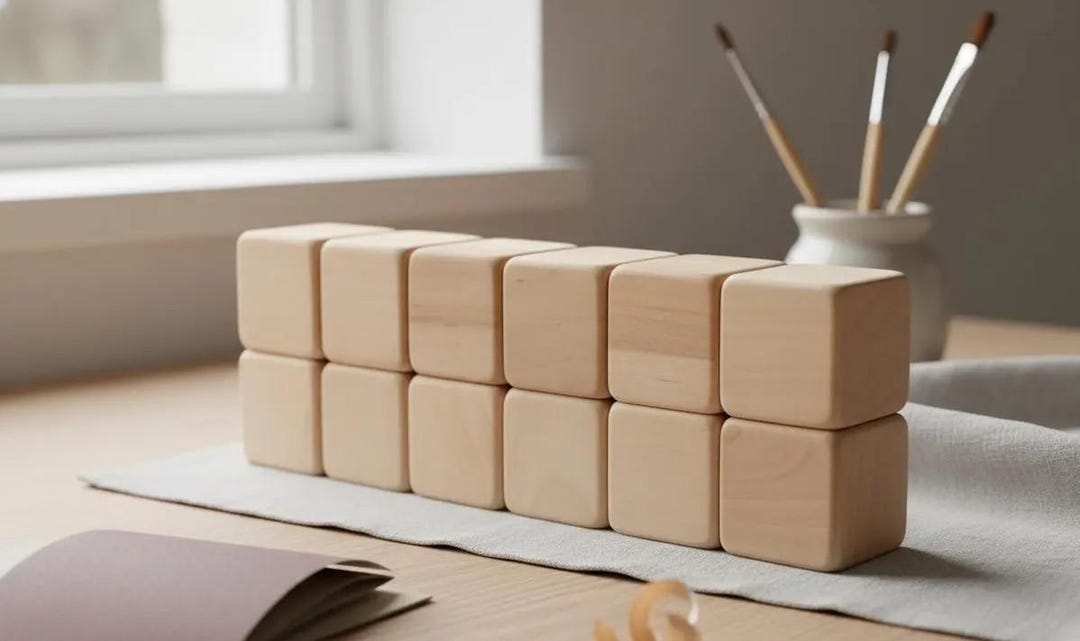 Wood Block Rounded Set of 10 Birch Wooden Blocks | 1.6
