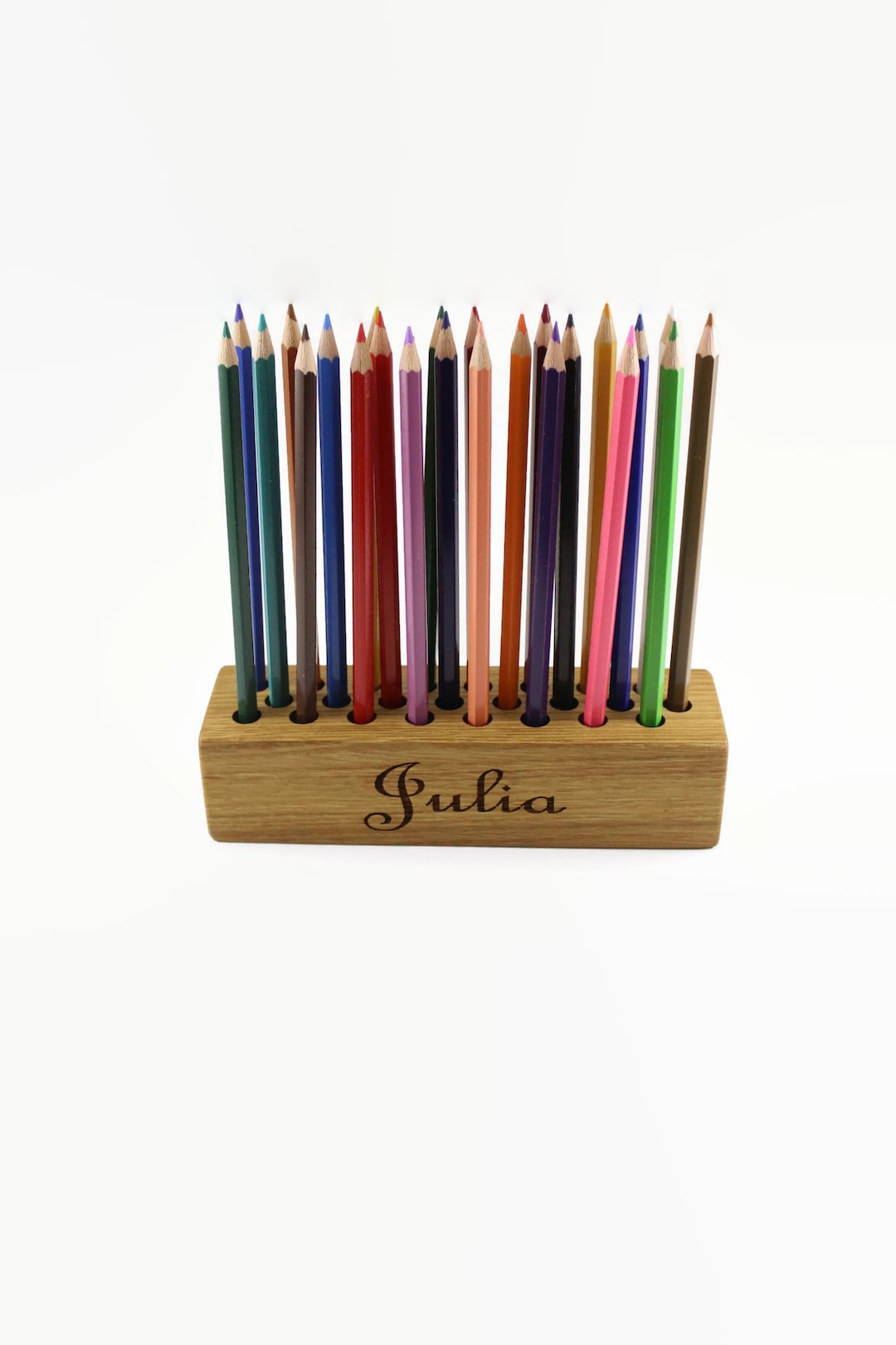 Personalized Oak Wooden Pencil Holder Pen Holder Etsy