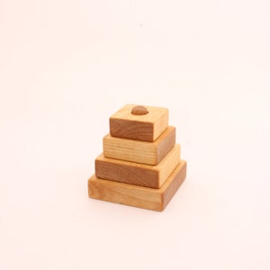 Wooden pyramid Square stacking toy Natural Learning toy | Etsy