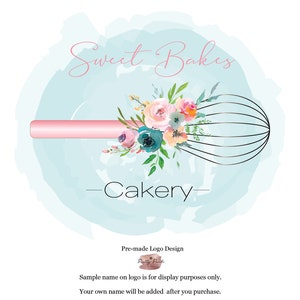 Pretty small business pre-made logo for your bakery, cake shop, cupcake shop etc.