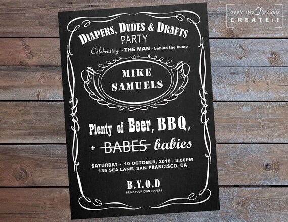 dudes and diapers invitations