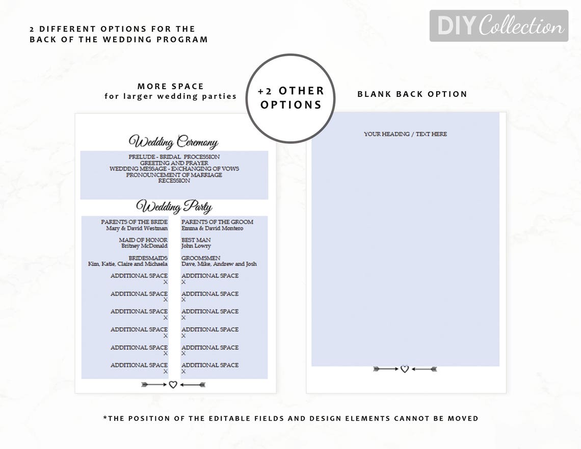 Navy Wedding Program Template Printable Wedding Programs | Etsy