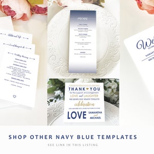 Navy Wedding Program Template, Printable Wedding Programs Instant ...