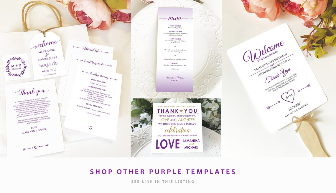 Purple Wedding Program Template Printable Wedding Programs - Etsy