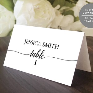 Place Card Template, Printable Escort Card, Printable Name Card, Folded ...