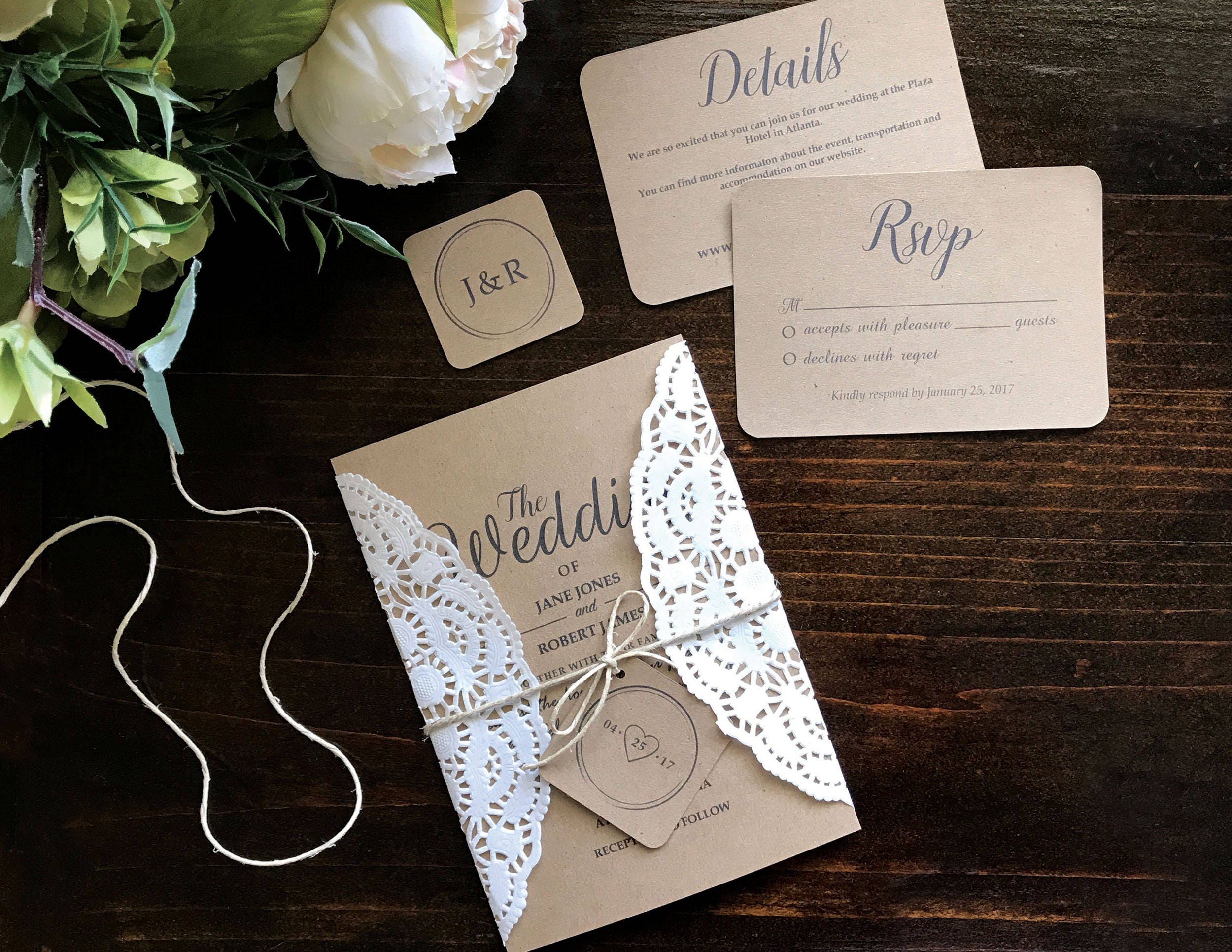 Rustic Wedding Invitation Kit Wedding Invitation Templates | Etsy