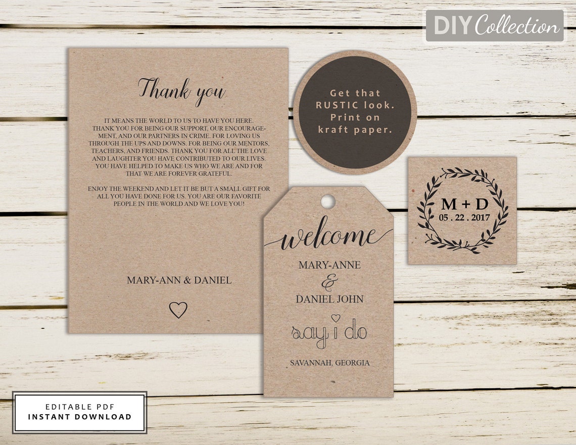 Printable Wedding Welcome Bag Note Welcome Letter Welcome | Etsy