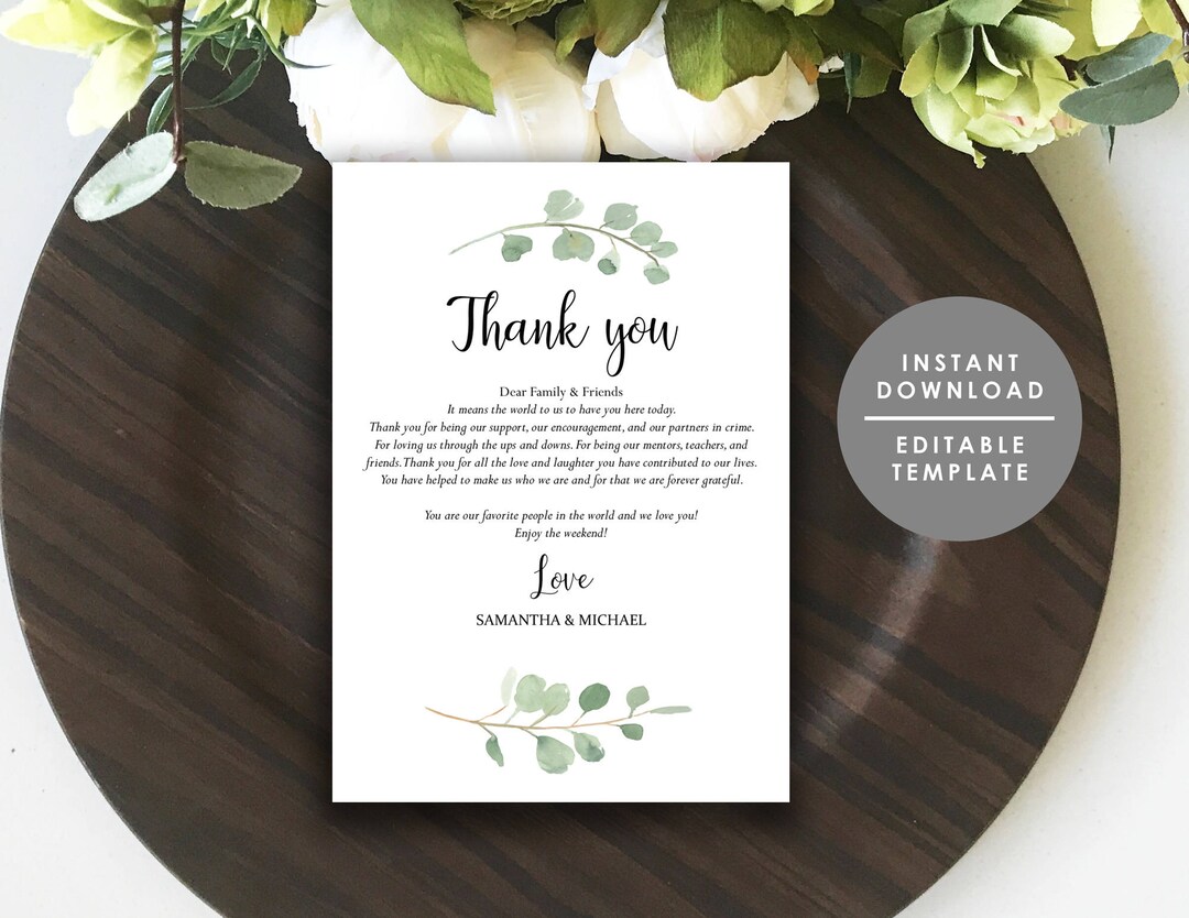 Printable Welcome Letter Wedding Welcome Bag Note - Etsy