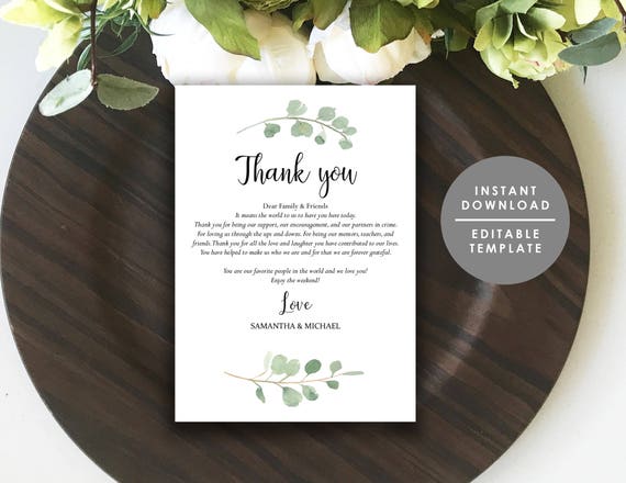 Geometric Wedding Welcome Template Wedding Hotel Welcome Note INSTANT DOWNLOAD Editable Eucalyptus Wedding Welcome Labels WB105