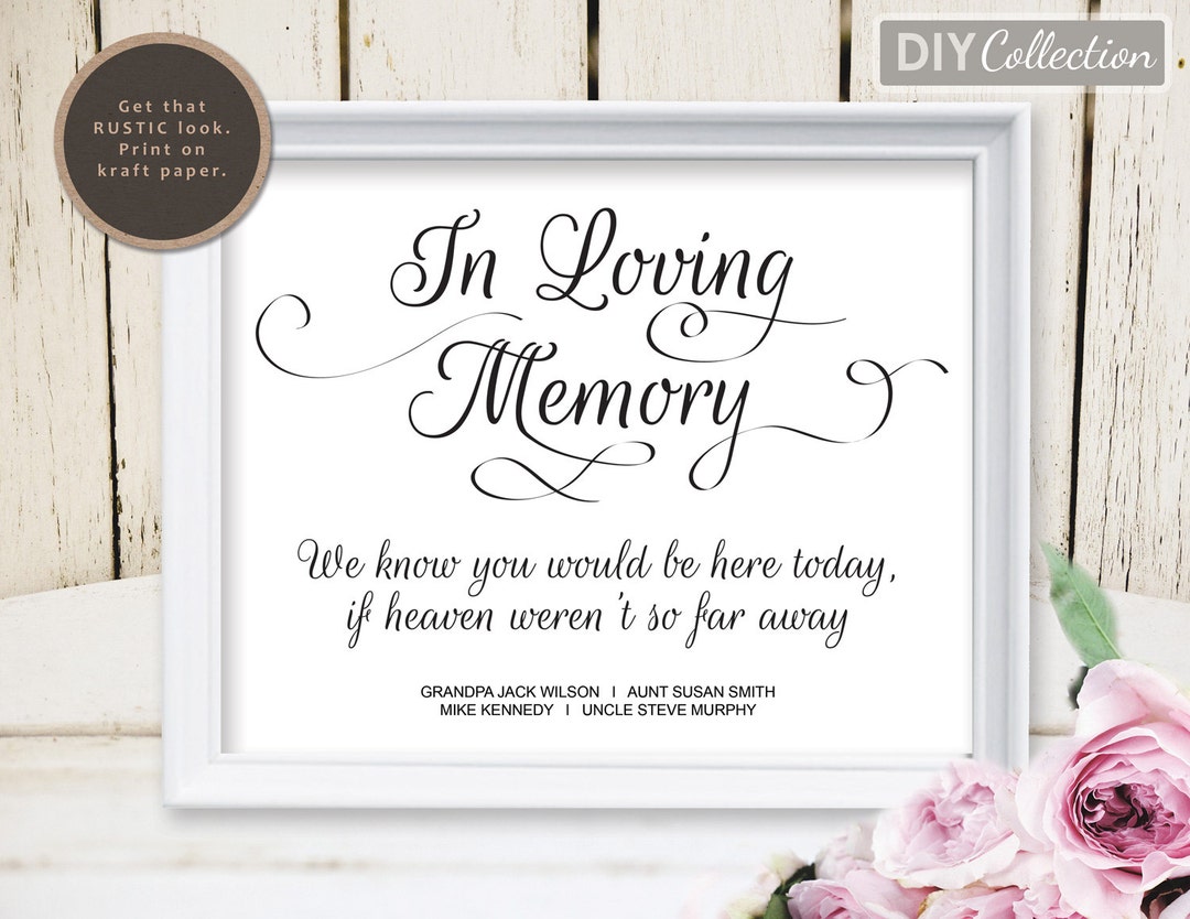 In Loving Memory Printable Wedding Sign Wedding Sign - Etsy
