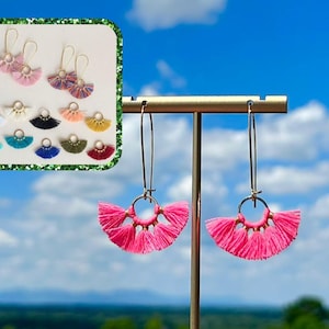 CLOSEOUT/ 12 Colors/ Small Tassel Earrings/ Fan Tassel/ Tassel Earrings/ Kidney Ear Wire/ Mini Tassels/18K Gold Earring/ Gift
