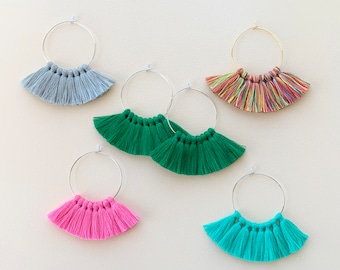 86 Tassel Colors/ Small Tassels/ 1.6” Hoops/ Gold Hoops/ Silver Hoops/Tassel Earring/ Colorful Earrings/ Hoop Earrings/ Gift