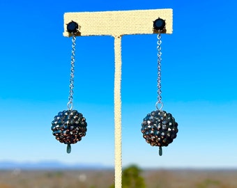 Rhinestone Earrings/ Sparkle Earrings/ Drop Earrings/ Black Earrings/ Crystal Earrings/ Gold Earrings/ Silver Earrings/ Ball Earrings/Gift