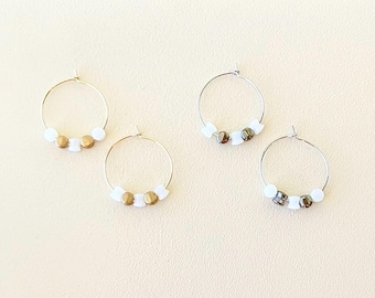 Beaded Hoop Earrings/ Gold Hoops/ Silver Hoops/ 1” Hoop Earrings/ Czech Beads/ Gold Beads/ Silver Beads/ Small Hoop Earrings/ Gift