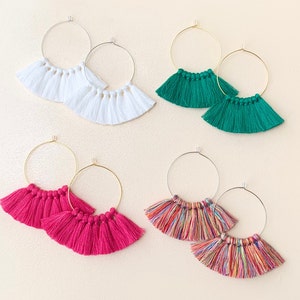 86 Tassel Colors/ Small Tassels/ 1.6 Hoops/ Gold Hoops/ Silver Hoops/Tassel Earring/ Colorful Earrings/ Hoop Earrings/ Handmade/ Gift image 8