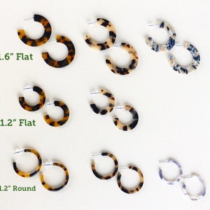 Tortoise Hoops/ 1.6 Flat Hoop/ Tortoise Shell Earrings / Blonde Tortoise/ Lightweight/ Acrylic Earrings image 8