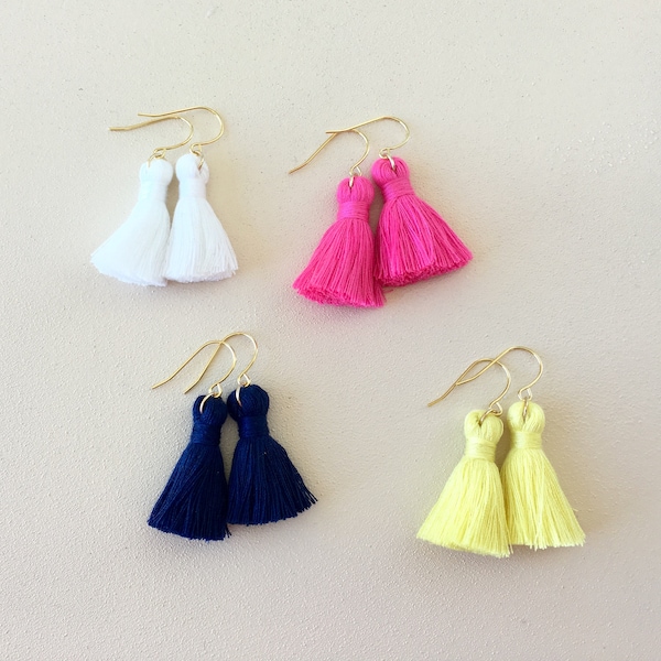 46 Colors/ 1.2” Tassel/ Tassel Earrings/ Hypoallergenic/ Lightweight/ Cotton Tassel/ Small Tassel Earrings/ Simple Tassel Earring/ Gift