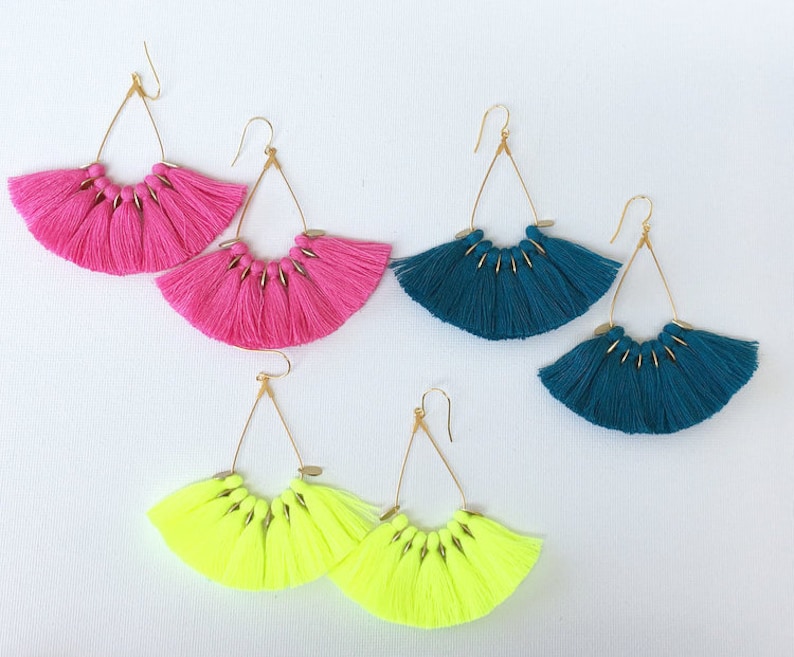 86 Tassel Colors/ Tassel Earrings/ Teardrop Hoops/ Mini Tassels/ Teardrop Earrings/ Mini Tassel Earrings image 1