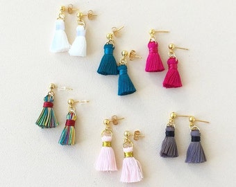 65 Colors/ Mini Silk Tassel/ 24K Gold Plated/  Simple Tassel/0.5 inch Tassel/ Silk Tassel/ Tassel Earring/ GIFT