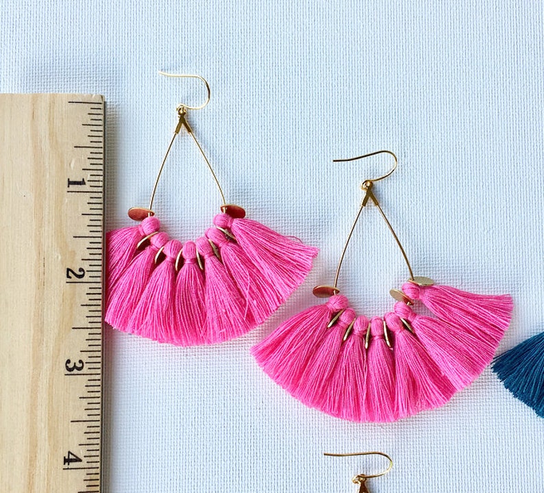 86 Tassel Colors/ Tassel Earrings/ Teardrop Hoops/ Mini Tassels/ Teardrop Earrings/ Mini Tassel Earrings image 4