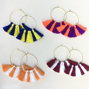 86 Tassel Colors/ Small Tassels/ 1.6 Hoops/ Gold Hoops/ Silver Hoops/Tassel Earring/ Colorful Earrings/ Hoop Earrings/ Handmade/ Gift image 9