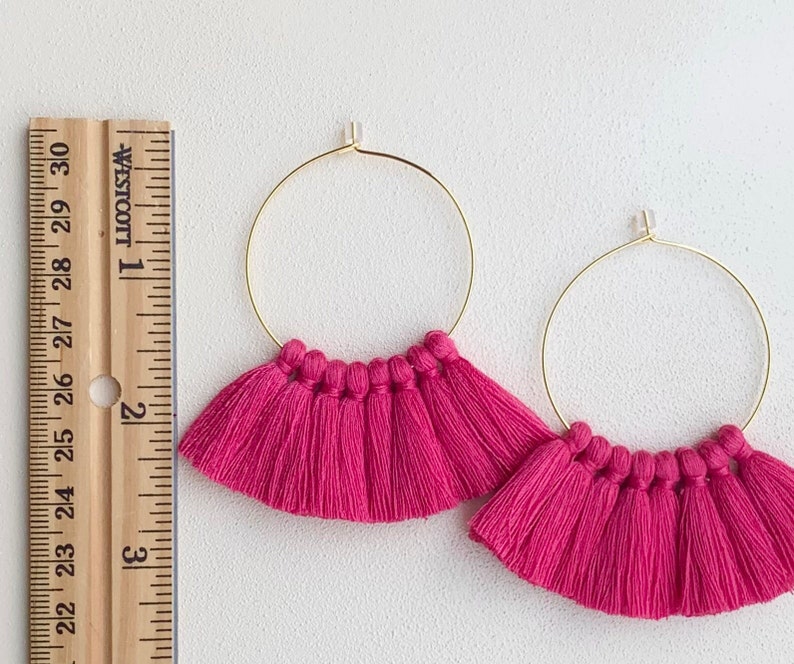 86 Tassel Colors/ Small Tassels/ 1.6 Hoops/ Gold Hoops/ Silver Hoops/Tassel Earring/ Colorful Earrings/ Hoop Earrings/ Handmade/ Gift image 4