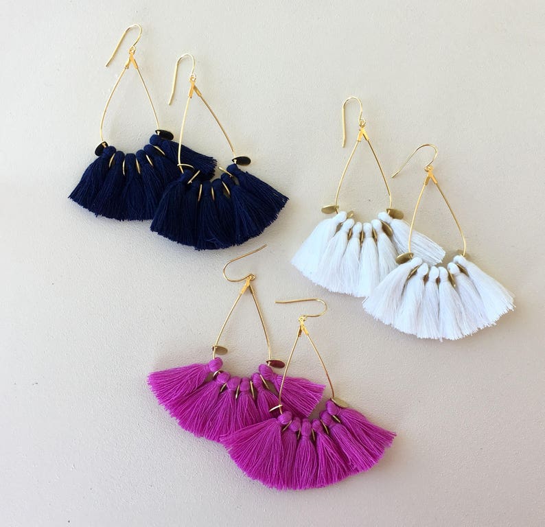 86 Tassel Colors/ Tassel Earrings/ Teardrop Hoops/ Mini Tassels/ Teardrop Earrings/ Mini Tassel Earrings image 6