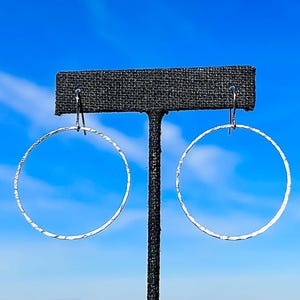 Silver Hoops/ 1.3” Hoops/ Hammered Silver/ Silver Hoop Earrings/ Lightweight/ Delicate Hoops/ Silver Earrings/ Hoop Earrings/ Gift