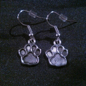 Small Paw Print Dangle Earrings