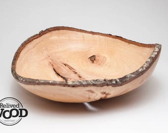 Wood Bowl – Hand Made Turned Natural Live Edge – Hickory Wood Turned Bowl Edge Bark Centerpiece Decor Gift 356 - Kent Weakley