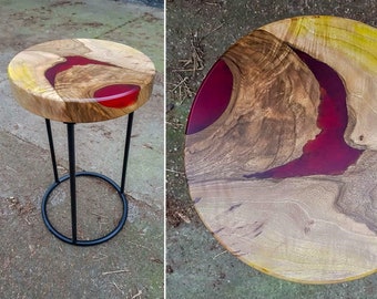 Resin round wood stools, different colors
