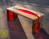 Double waterfall river coffee table with red resin river - epoxy resin coffee table