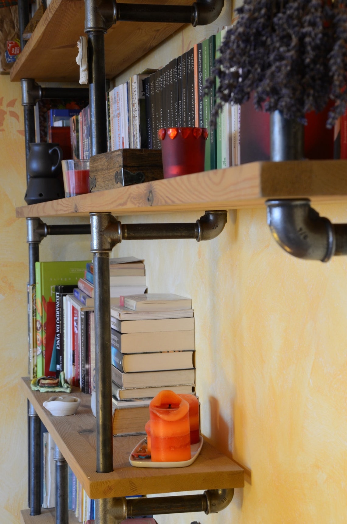 Industrial Living Room Pipe Shelf Modern Pipe Shelving Unit Etsy